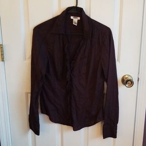 Brown Eyelet Button Down